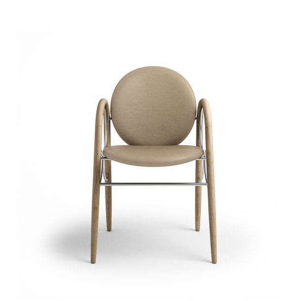 Brdr. Krger - Arkade Spisebordsstol | Hvidolieret eg | Spectrum Almond Lder 30150 | Krom