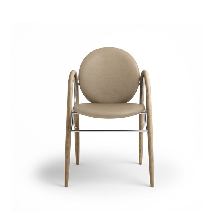 Brdr. Krger - Arkade Spisebordsstol | Hvidolieret eg | Spectrum Almond Lder 30150 | Krom