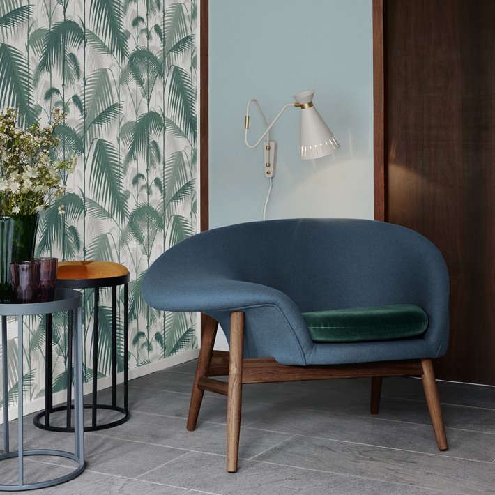 WARM NORDIC - Fried Egg | Textile I Teak Frame