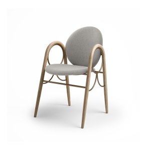 Brdr. Krüger - Arkade Spisebordsstol | Hvidolieret eg | Hallingdal Gr Tekstil 0113 | Messing