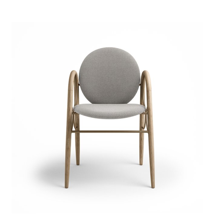 Brdr. Krger - Arkade Spisebordsstol | Hvidolieret eg | Hallingdal Gr Tekstil 0113 | Messing