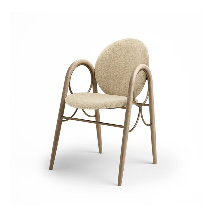 Brdr. Krger - Arkade Spisebordsstol | Hvidolieret eg | Moss Cream Tekstil 0019 | Messing