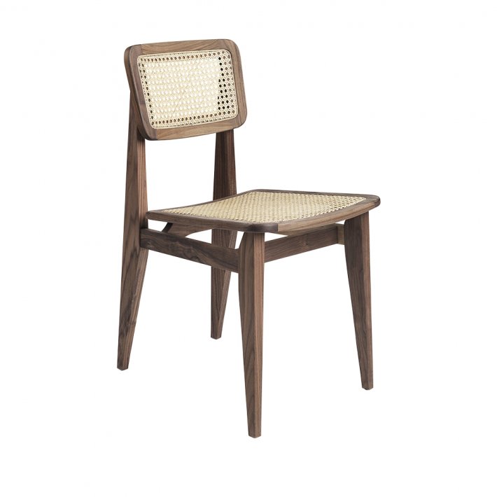 Gubi - C-Chair | Un-upholstered, All French Cane |American Walnut Oiled