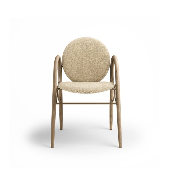 Brdr. Krger - Arkade Spisebordsstol | Hvidolieret eg | Moss Cream Tekstil 0019 | Messing