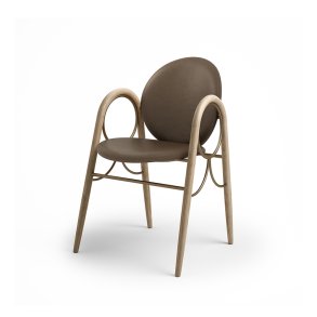 Brdr. Krüger - Arkade Spisebordsstol | Hvidolieret eg | Spectrum Cinnamon Lder 30146 | Messing