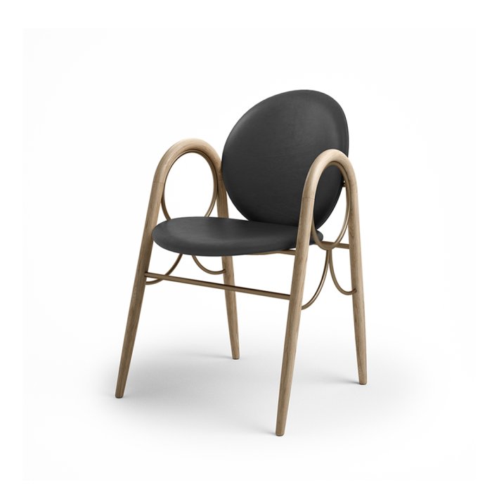 Brdr. Krger - Arkade Spisebordsstol | Hvidolieret eg | Savanne Black Lder 30314 | Messing