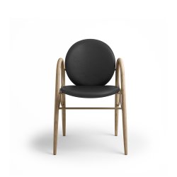 Brdr. Krger - Arkade Spisebordsstol | Hvidolieret eg | Savanne Black Lder 30314 | Messing