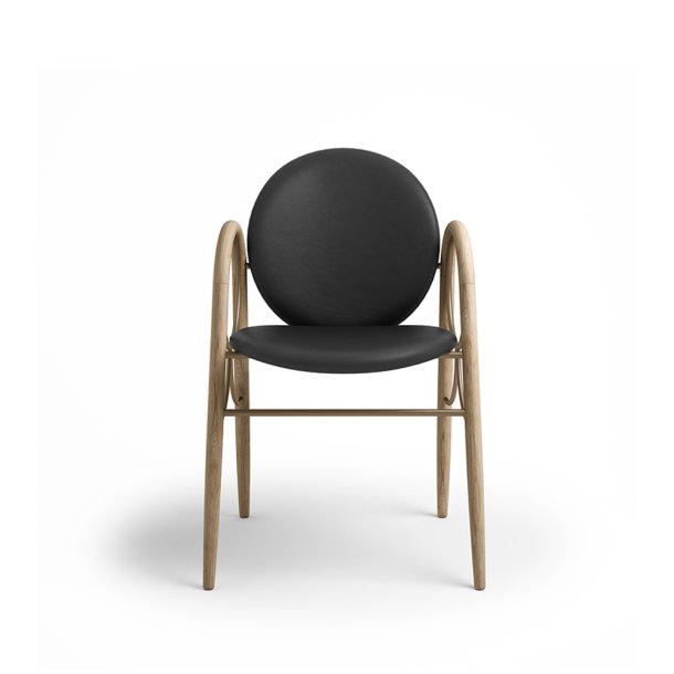 Brdr. Krger - Arkade Spisebordsstol | Hvidolieret eg | Savanne Black Lder 30314 | Messing