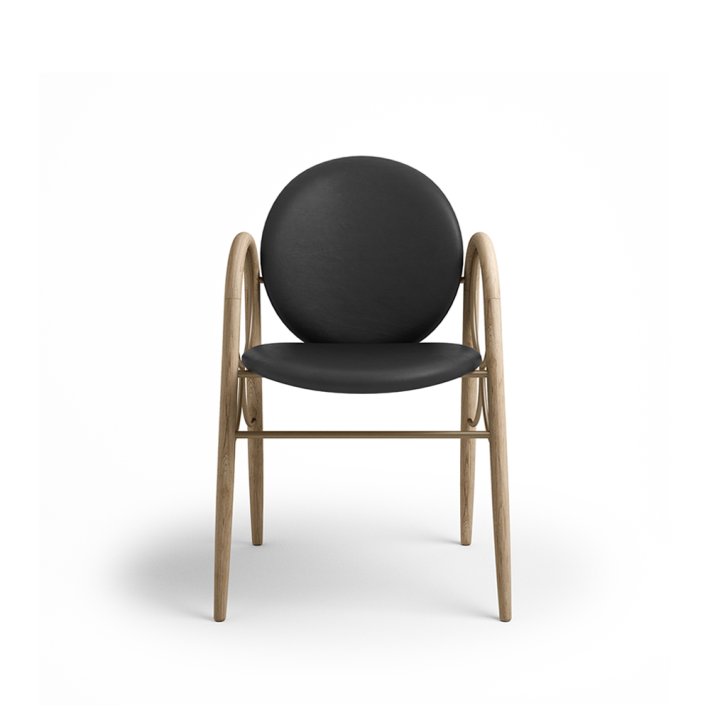 Brdr. Krger - Arkade Spisebordsstol | Hvidolieret eg | Savanne Black Lder 30314 | Messing