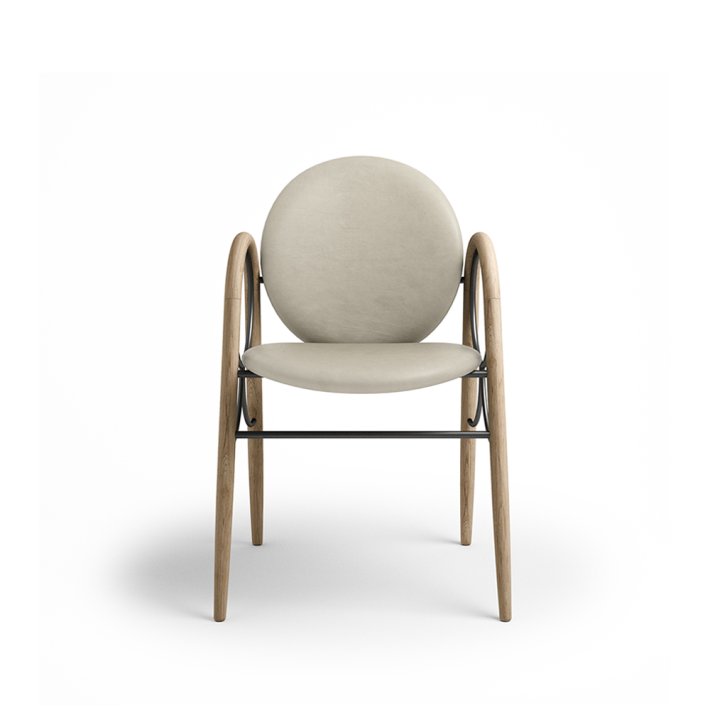 Brdr. Kr�ger - Arkade Spisebordsstol | Hvidolieret eg | Spectrum Oyster L�der 3015 | Sort