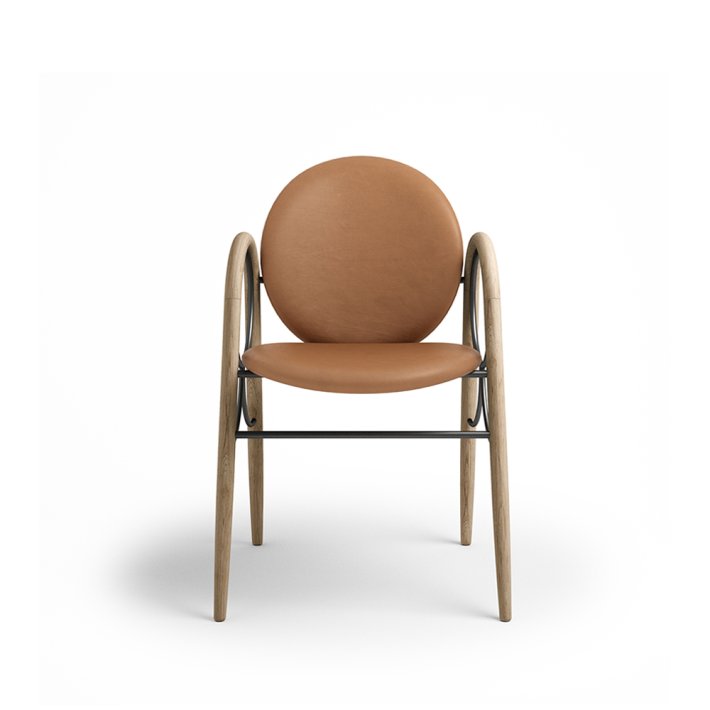 Brdr. Kr�ger - Arkade Spisebordsstol | Hvidolieret eg | Spectrum Brandy L�der 30155 | Sort