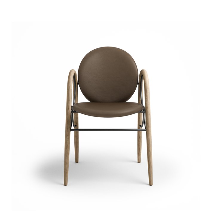 Brdr. Kr�ger - Arkade Spisebordsstol | Hvidolieret eg | Spectrum Cinnamon L�der 30146 | Sort