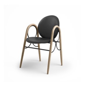 Brdr. Krüger - Arkade Spisebordsstol | Hvidolieret eg | Savanne Black Lder 30314 | Sort