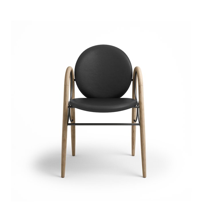 Brdr. Kr�ger - Arkade Spisebordsstol | Hvidolieret eg | Savanne Black L�der 30314 | Sort